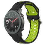 For Amazfit GTR 47mm 22mm Breathable Two-Color Silicone Watch Band(Black+Lime Green)
