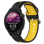 For Garmin Forerunner 255 22mm Breathable Two-Color Silicone Watch Band(Black+Yellow)
