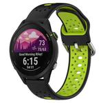 For Garmin Forerunner 255 Music 22mm Breathable Two-Color Silicone Watch Band(Black+Lime Green)