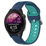 For Garmin Forerunner 255 Music 22mm Breathable Two-Color Silicone Watch Band(Blue+Teal)