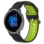 For Garmin Venu 2 22mm Breathable Two-Color Silicone Watch Band(Black+Lime Green)