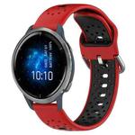For Garmin Venu 2 22mm Breathable Two-Color Silicone Watch Band(Red+Black)