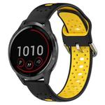 For Garmin Vivoactive 4 22mm Breathable Two-Color Silicone Watch Band(Black+Yellow)