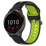 For Garmin Vivoactive 4 22mm Breathable Two-Color Silicone Watch Band(Black+Lime Green)