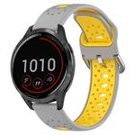 For Garmin Vivoactive 4 22mm Breathable Two-Color Silicone Watch Band(Grey+Yellow)