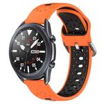 For Samsung Galaxy Watch3 45mm 22mm Breathable Two-Color Silicone Watch Band(Orange+Black)