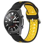 For Samsung Galaxy Watch3 45mm 22mm Breathable Two-Color Silicone Watch Band(Black+Yellow)