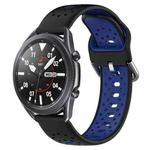 For Samsung Galaxy Watch3 45mm 22mm Breathable Two-Color Silicone Watch Band(Black+Blue)