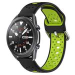 For Samsung Galaxy Watch3 45mm 22mm Breathable Two-Color Silicone Watch Band(Black+Lime Green)