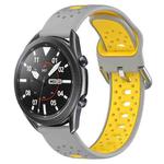 For Samsung Galaxy Watch3 45mm 22mm Breathable Two-Color Silicone Watch Band(Grey+Yellow)