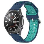 For Samsung Galaxy Watch3 45mm 22mm Breathable Two-Color Silicone Watch Band(Blue+Teal)