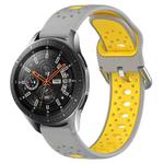 For Samsung Galaxy Watch 46mm 22mm Breathable Two-Color Silicone Watch Band(Grey+Yellow)