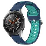 For Samsung Galaxy Watch 46mm 22mm Breathable Two-Color Silicone Watch Band(Blue+Teal)