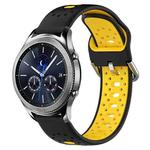 For Samsung Gear S3 Classic 22mm Breathable Two-Color Silicone Watch Band(Black+Yellow)