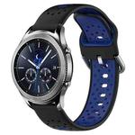 For Samsung Gear S3 Classic 22mm Breathable Two-Color Silicone Watch Band(Black+Blue)