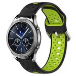 For Samsung Gear S3 Classic 22mm Breathable Two-Color Silicone Watch Band(Black+Lime Green)