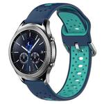 For Samsung Gear S3 Classic 22mm Breathable Two-Color Silicone Watch Band(Blue+Teal)