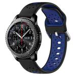 For Samsung Gear S3 Frontier 22mm Breathable Two-Color Silicone Watch Band(Black+Blue)