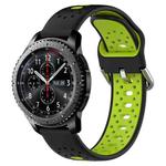 For Samsung Gear S3 Frontier 22mm Breathable Two-Color Silicone Watch Band(Black+Lime Green)