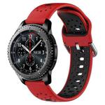 For Samsung Gear S3 Frontier 22mm Breathable Two-Color Silicone Watch Band(Red+Black)