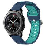 For Samsung Gear S3 Frontier 22mm Breathable Two-Color Silicone Watch Band(Blue+Teal)