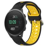 For Suunto 5 Peak 22mm Breathable Two-Color Silicone Watch Band(Black+Yellow)