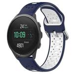 For Suunto 5 Peak 22mm Breathable Two-Color Silicone Watch Band(Midnight Blue+White)