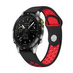 For Garmin MARQ Athlete Gen 2 22mm Sports Breathable Silicone Watch Band(Black+Red)