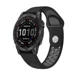 For Garmin Fenix 7 22mm Sports Breathable Silicone Watch Band(Black+Grey)