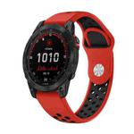 For Garmin Fenix 7 Solar 22mm Sports Breathable Silicone Watch Band(Red+Black)