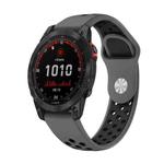 For Garmin Fenix 7 Solar 22mm Sports Breathable Silicone Watch Band(Grey+Black)