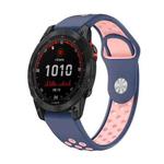 For Garmin Fenix 7 Solar 22mm Sports Breathable Silicone Watch Band(Midnight Blue+Pink)