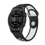 For Garmin Fenix 7 Sapphire Solar 22mm Sports Breathable Silicone Watch Band(Black+White)
