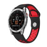 For Garmin EPIX Gen 2 22mm Sports Breathable Silicone Watch Band(Black+Red)