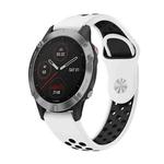 For Garmin Fenix 6 GPS 22mm Sports Breathable Silicone Watch Band(White+Black)