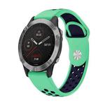 For Garmin Fenix 6 GPS 22mm Sports Breathable Silicone Watch Band(Mint Green+Midnight Blue)