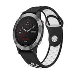 For Garmin Fenix 6 GPS 22mm Sports Breathable Silicone Watch Band(Black+White)