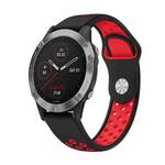 For Garmin Fenix 6 GPS 22mm Sports Breathable Silicone Watch Band(Black+Red)