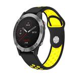 For Garmin Fenix 6 GPS 22mm Sports Breathable Silicone Watch Band(Black+Yellow)