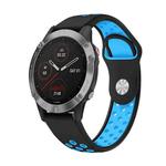 For Garmin Fenix 6 GPS 22mm Sports Breathable Silicone Watch Band(Black+Blue)