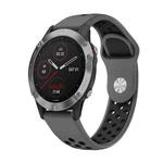 For Garmin Fenix 6 GPS 22mm Sports Breathable Silicone Watch Band(Grey+Black)