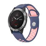 For Garmin Fenix 6 GPS 22mm Sports Breathable Silicone Watch Band(Midnight Blue+Pink)