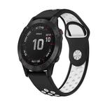 For Garmin Fenix 6 Pro GPS 22mm Sports Breathable Silicone Watch Band(Black+White)