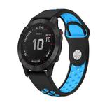 For Garmin Fenix 6 Pro GPS 22mm Sports Breathable Silicone Watch Band(Black+Blue)