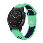 For Garmin Fenix 6 Sapphire GPS 22mm Sports Breathable Silicone Watch Band(Mint Green+Midnight Blue)