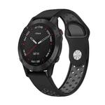 For Garmin Fenix 6 Sapphire GPS 22mm Sports Breathable Silicone Watch Band(Black+Grey)