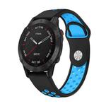 For Garmin Fenix 6 Sapphire GPS 22mm Sports Breathable Silicone Watch Band(Black+Blue)
