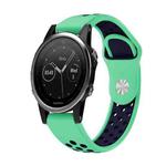 For Garmin Fenix 5 22mm Sports Breathable Silicone Watch Band(Mint Green+Midnight Blue)