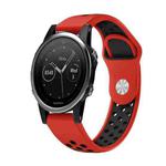 For Garmin Fenix 5 22mm Sports Breathable Silicone Watch Band(Red+Black)