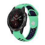 For Garmin Fenix 5 Plus 22mm Sports Breathable Silicone Watch Band(Mint Green+Midnight Blue)